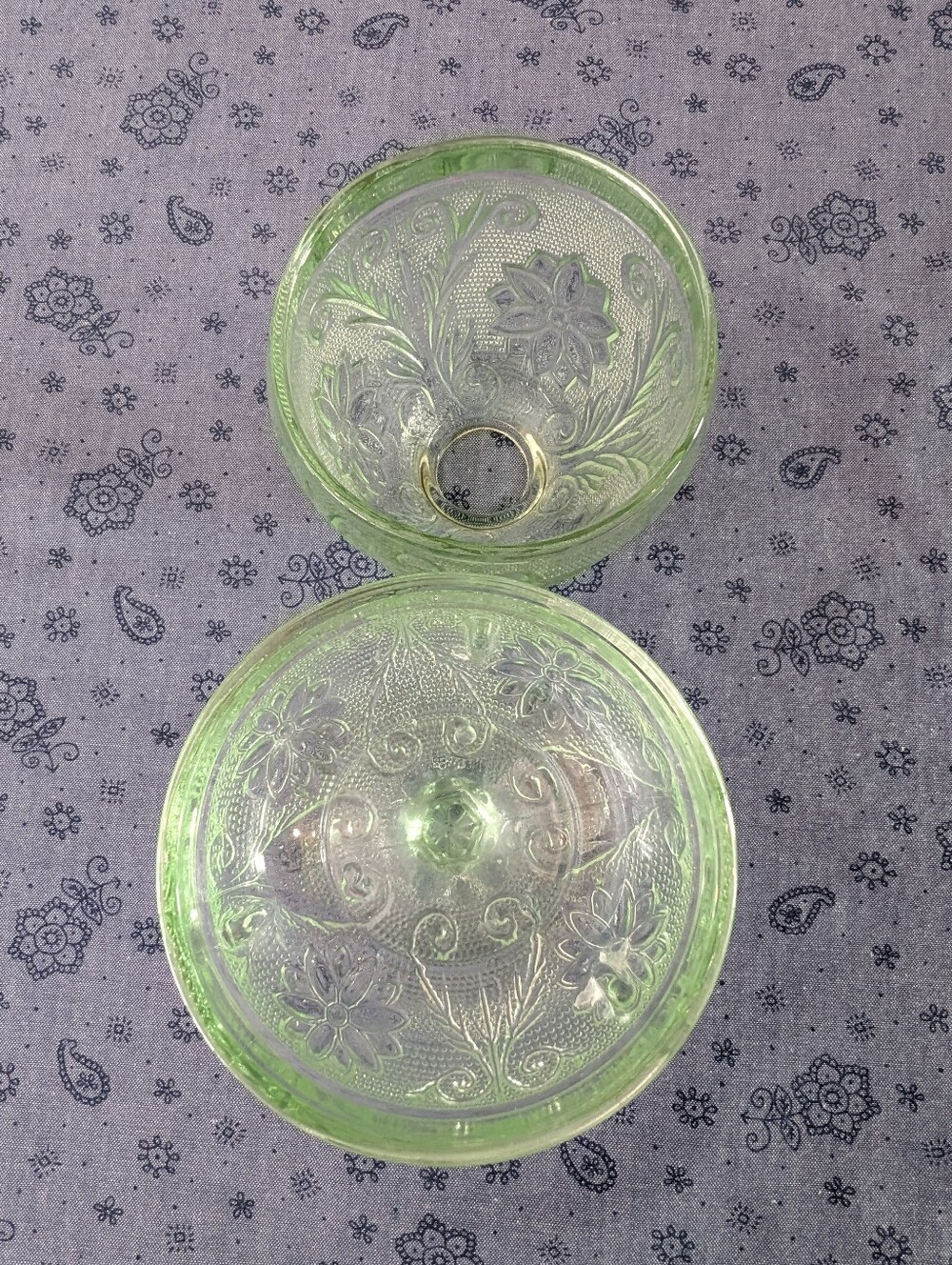 Vintage Indiana Glass Light Green Tiara Chantilly Fairy Lamp - Picture 6 of 9